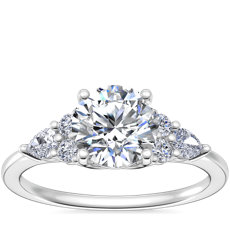 Petite Pear and Round Diamond Engagement Ring in 14k White Gold (1/4 ct. tw.)